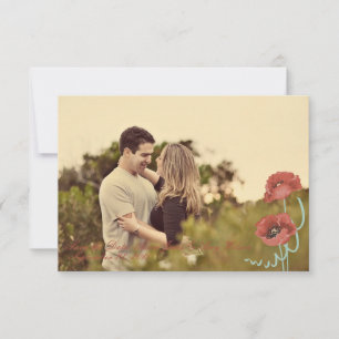 Red Peonies Wedding Save the Date Cards