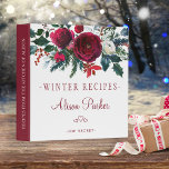 Red peonies winter bouquet rustic recipes binder<br><div class="desc">Editable text recipes binder featuring beautiful red burgundy winter peonies bouquets with seasonal pine green fir branches, red berries and foliage. Insert your text in the spots! This recipe book can be a beautiful gift for your own kitchen or a keepsake personalized gift for someone special, anniversary, birthday, Christmas, bridal...</div>