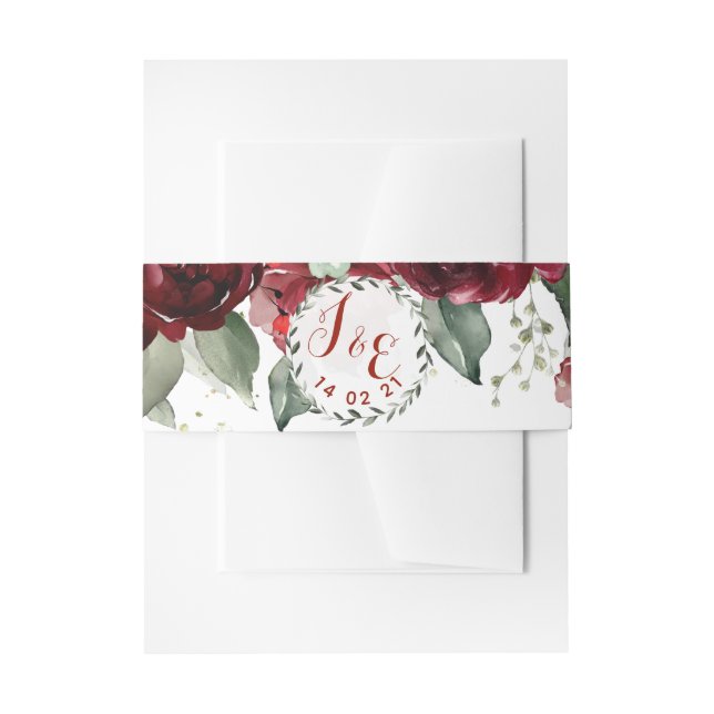 Red Peony Epiphany Wedding Invitation Suite Invitation Belly Band (Front Example)