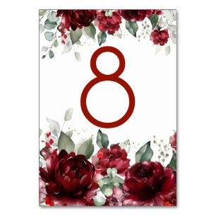 Red Peony Epiphany Wedding Table Number Card