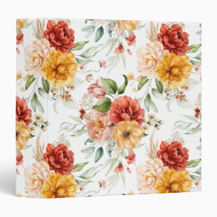 Red Peony Flower Bouquet Pattern Binder
