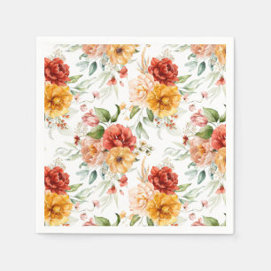 Red Peony Flower Bouquet Pattern Napkin