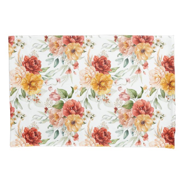 Red Peony Flower Bouquet Pattern Pillowcase (Front)