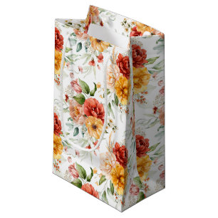 Red Peony Flower Bouquet Pattern Small Gift Bag