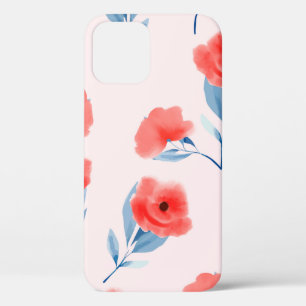Red peony flowers seamless pattern iPhone 12 case