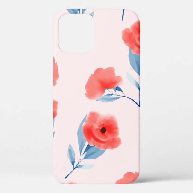 Red peony flowers seamless pattern Case-Mate iPhone case (Back)