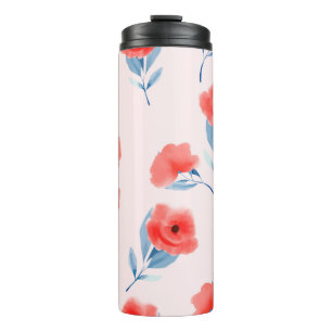 Red peony flowers seamless pattern thermal tumbler