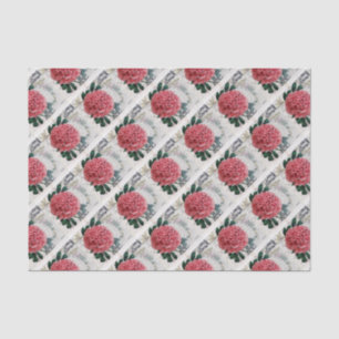 Red Peony Map Tissue Paper