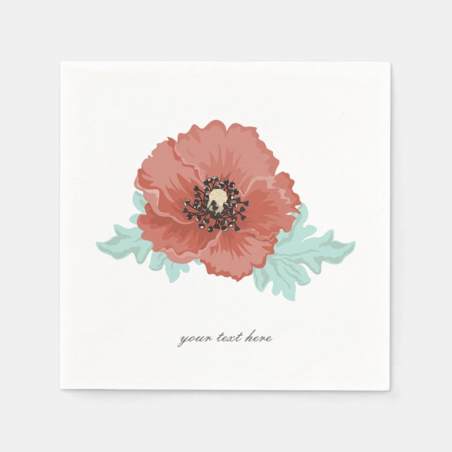 Red Peony Party Paper Napkin Set (Front)
