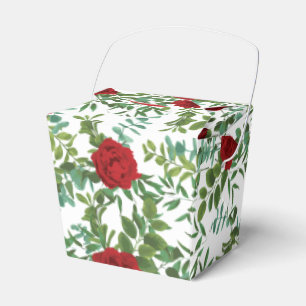 Red Peony & Rose Floral Wedding Favor Box