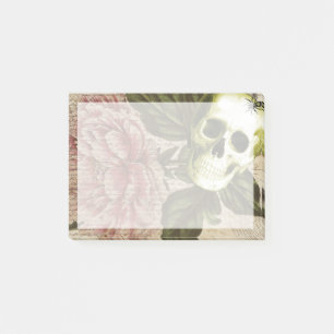 Red Peony Steampunk Skull Ephemera Post-it Notes