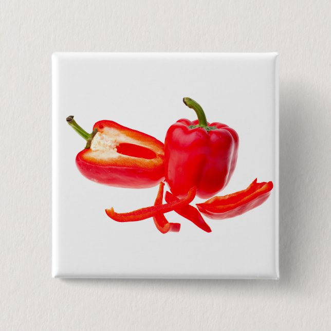 Red pepper 2 inch square button (Front)