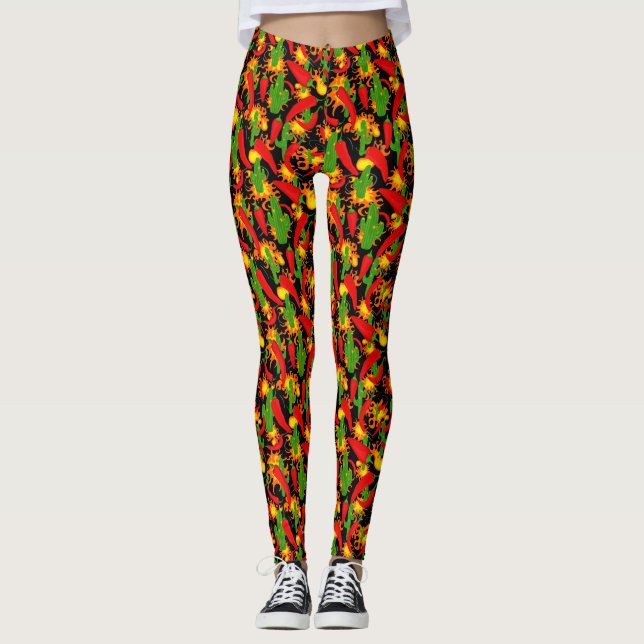 Red Pepper Chili Cook Off Fun Foodie Leggings (Front)