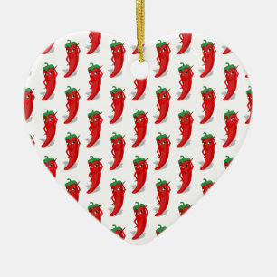Red Pepper Diva Cartoon Pattern Ceramic Ornament