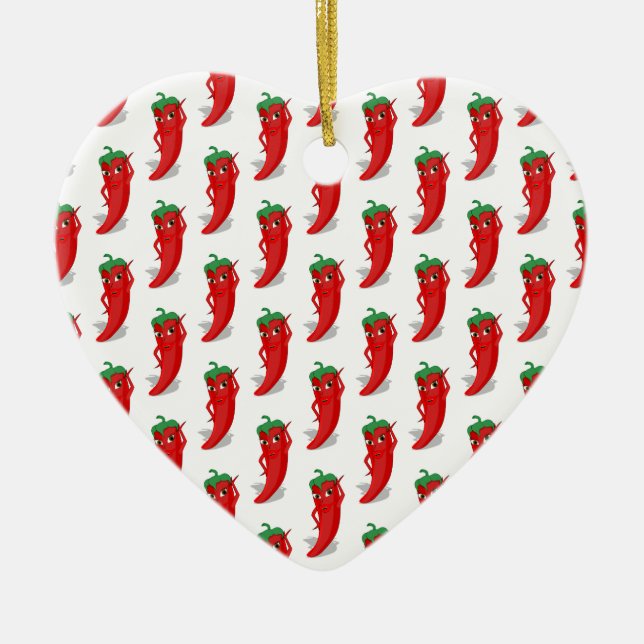 Red Pepper Diva Cartoon Pattern Ceramic Ornament (Front)