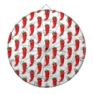 Red Pepper Diva Cartoon Pattern Dartboard