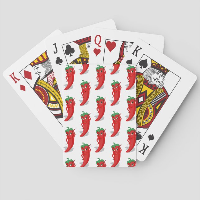 Red Pepper Diva Cartoon Pattern Playing Cards (Back)