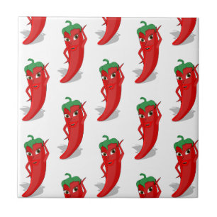Red Pepper Diva Cartoon Pattern Tile