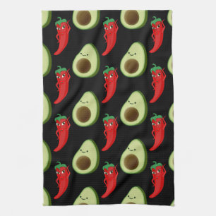 Red Pepper Diva Cute Green Avocado Cartoon Pattern Kitchen Towel