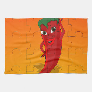 Red Pepper Diva Jigsaw Puzzle Kitchen Towel