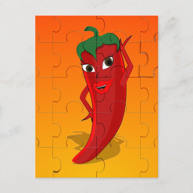 Red Pepper Diva Jigsaw Puzzle Postcard (Front)