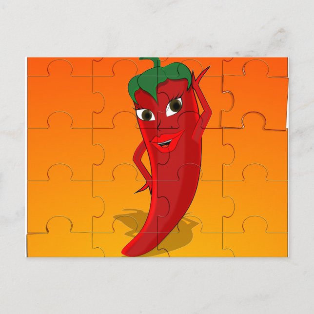 Red Pepper Diva Jigsaw Puzzle Postcard (Front)