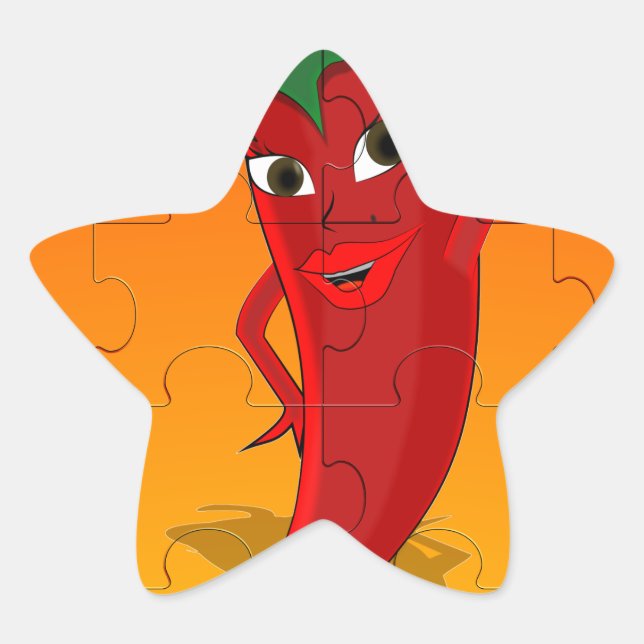 Red Pepper Diva Jigsaw Puzzle Star Sticker (Front)