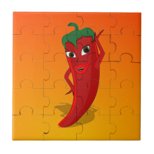 Red Pepper Diva Jigsaw Puzzle Tile