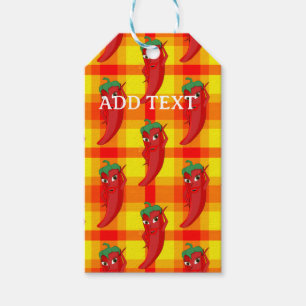Red Pepper Diva Orange Yellow Plaid Pattern Gift Tags