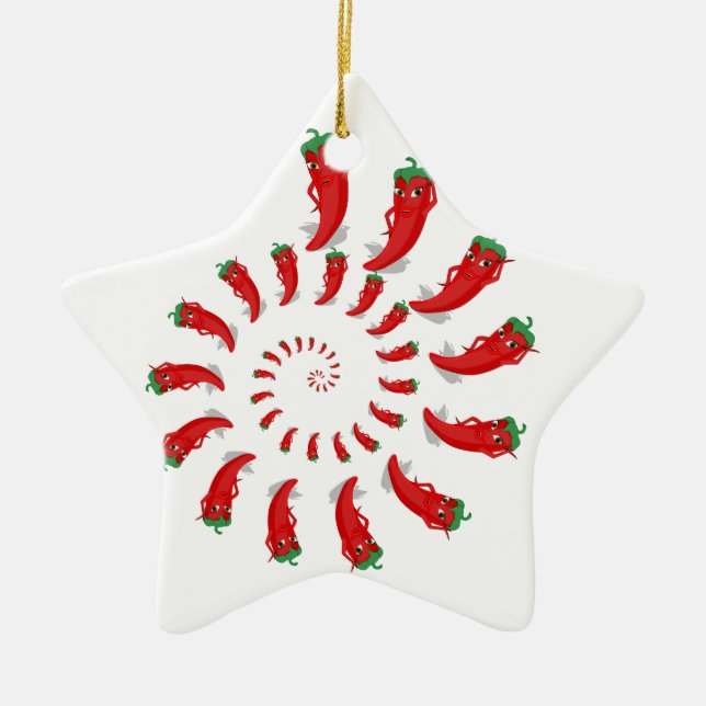 Red Pepper Diva Spiral Ceramic Ornament (Front)
