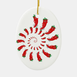 Red Pepper Diva Spiral Ceramic Ornament