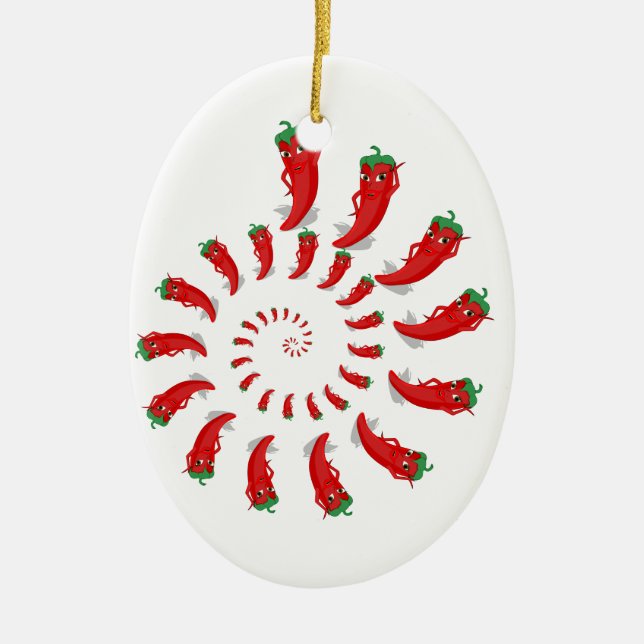 Red Pepper Diva Spiral Ceramic Ornament (Front)