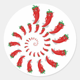 Red Pepper Diva Spiral Classic Round Sticker
