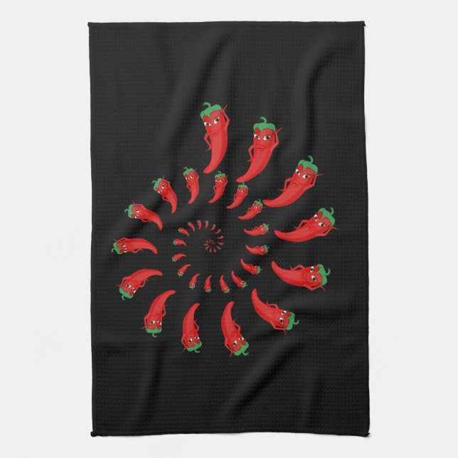 Red Pepper Diva Spiral Kitchen Towel (Vertical)