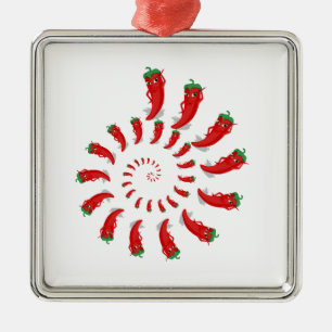 Red Pepper Diva Spiral Metal Ornament