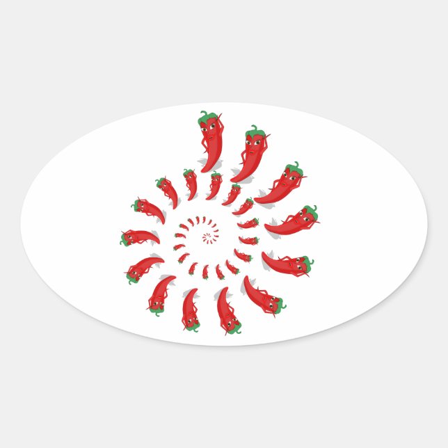 Red Pepper Diva Spiral Oval Sticker (Front)