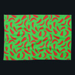 Red Pepper Fun Kitchen Towel<br><div class="desc">Fun red pepper pattern on a green background. Ideal for spicy food fans,  chili addicts,  chefs and cooks.</div>