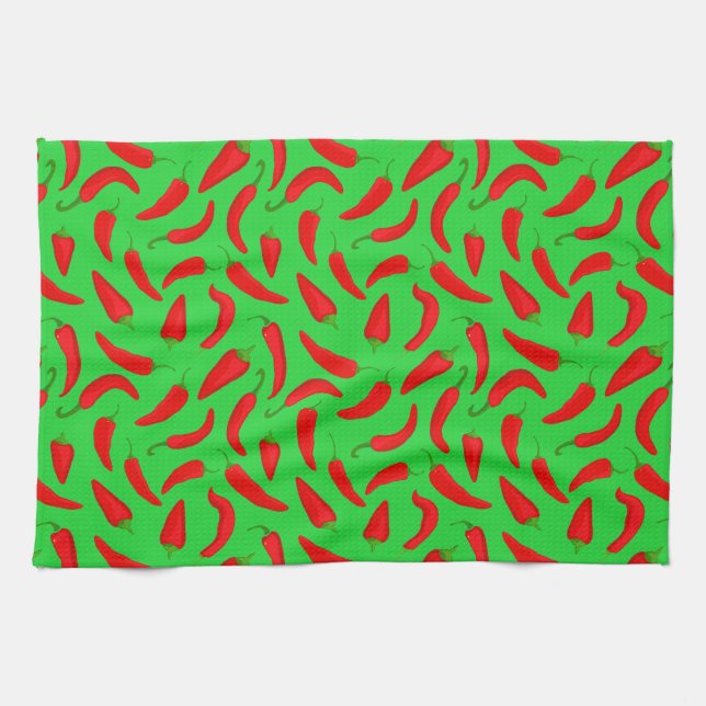 Red Pepper Fun Kitchen Towel (Horizontal)