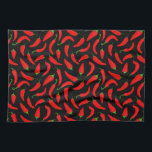 Red Pepper Fun Kitchen Towel<br><div class="desc">Fun red pepper pattern on a black background. Ideal for spicy food fans,  chilli addicts,  chefs and cooks.</div>