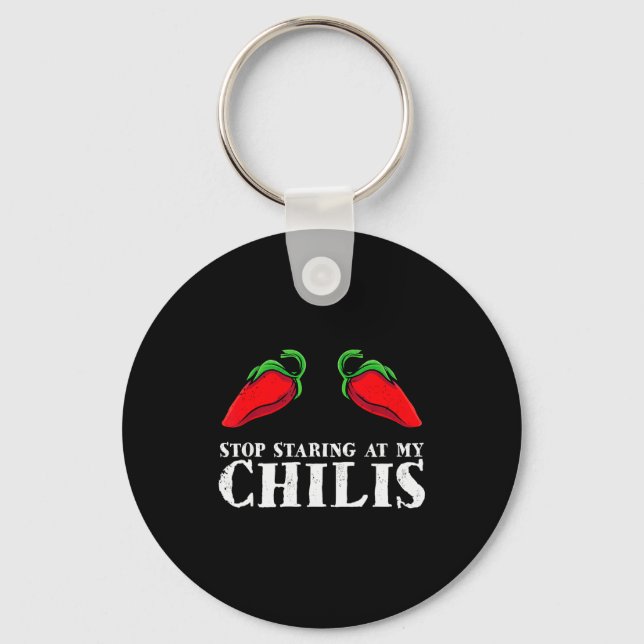 Red Pepper Hot Scy Food Funny Stop Staring At My C Keychain (Front)