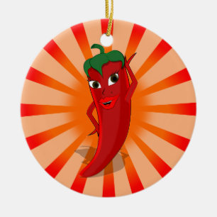 Red Pepper Superstar Ceramic Ornament