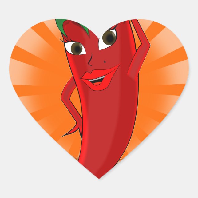 Red Pepper Superstar Heart Sticker (Front)