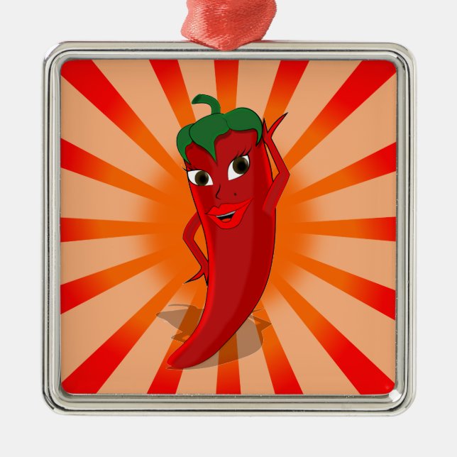 Red Pepper Superstar Metal Ornament (Front)