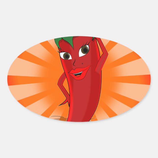 Red Pepper Superstar Oval Sticker (Front)