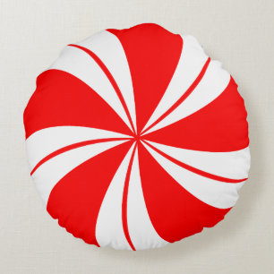 Red Peppermint Candy Christmas Pillow