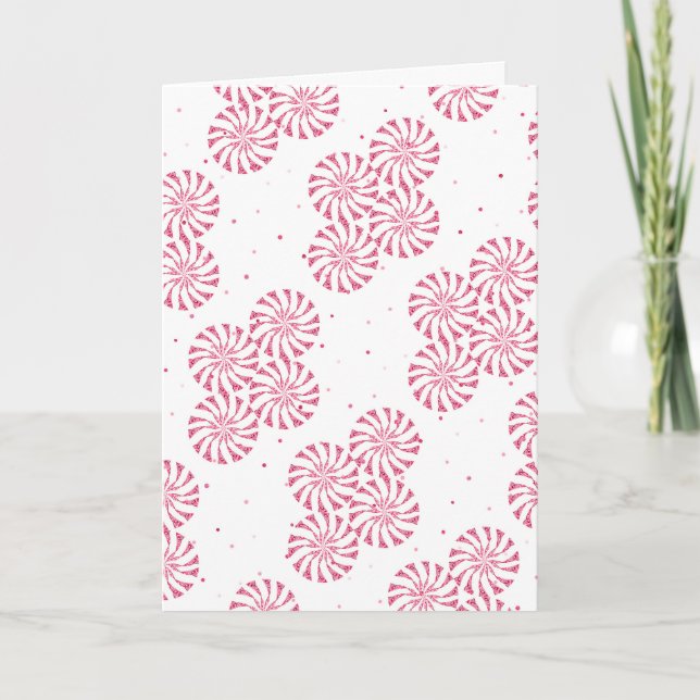 Red Peppermint Candy Christmas Sweets Pattern Holiday Card (Front)