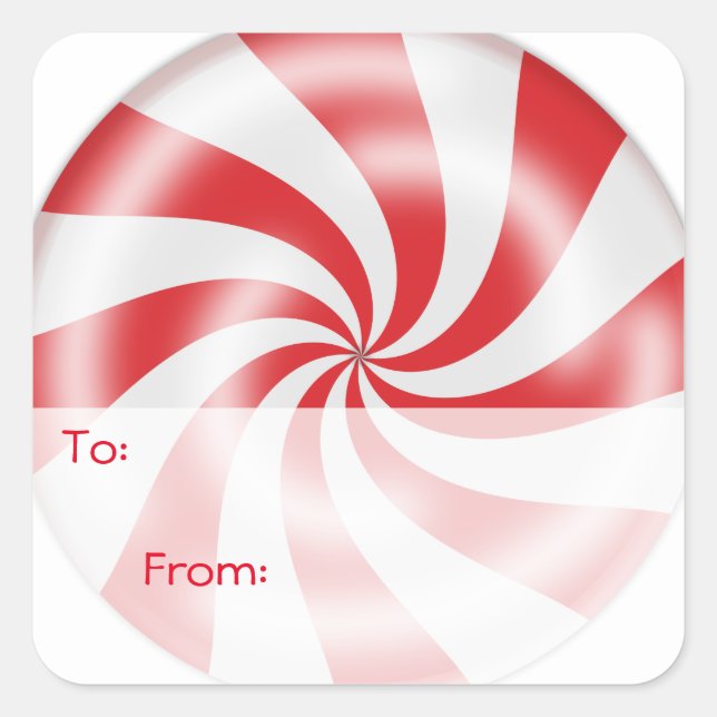 Red Peppermint Candy Gift Tags (Front)