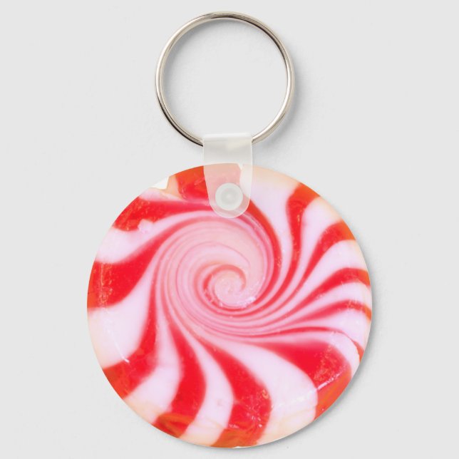 Red peppermint Christmas Mint Keychain (Front)