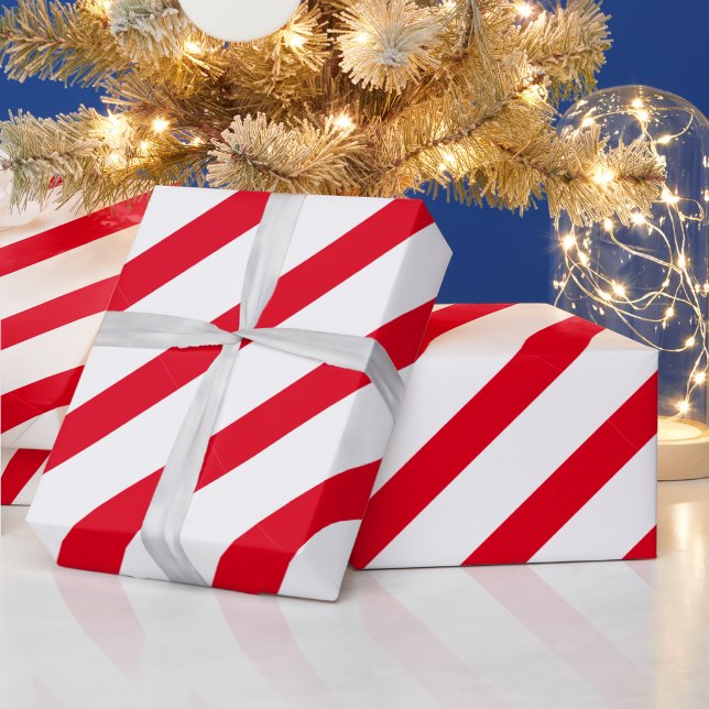 Red Peppermint stripe Christmas wrapping paper (Holidays)