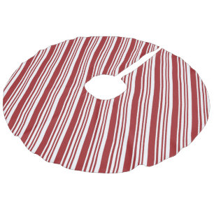 Red Peppermint Stripe Faux Linen Tree Skirt
